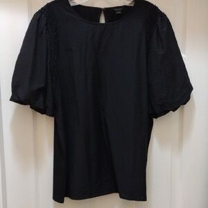 Ann Taylor Top With Puffy Sleeves and Lace Detail